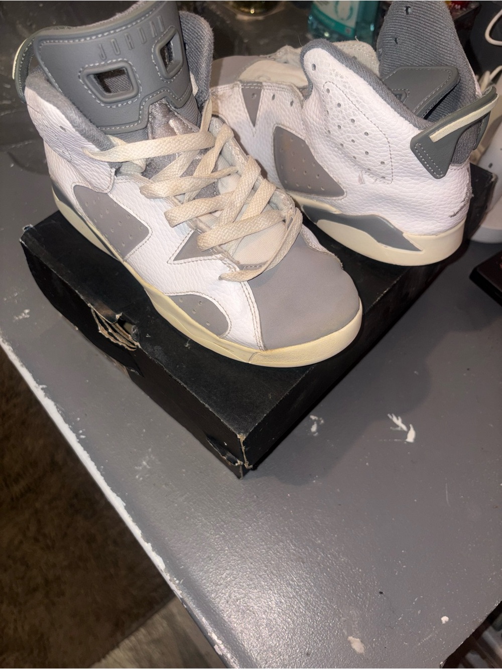 Jordan Kids White and Gray High-Top Sneakers